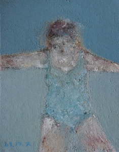 baigneuse bleue huile 19x24 cm