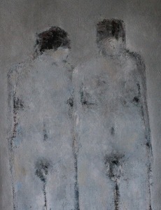 couple nu, huile 42x54 cm 62x77
