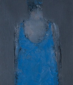 la blouse bleue 2, huile 20x23 cm 35x32