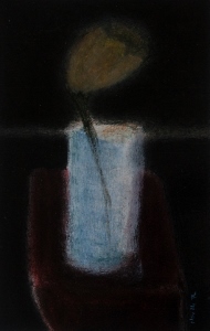 une fleur, pastel et vernis 19x29 cm 30x40